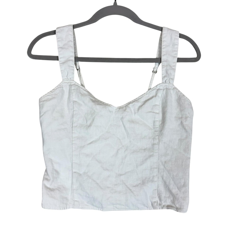 Abercrombie & Fitch Tank Top Camisole Womens Medium White Linen Smocked Crop